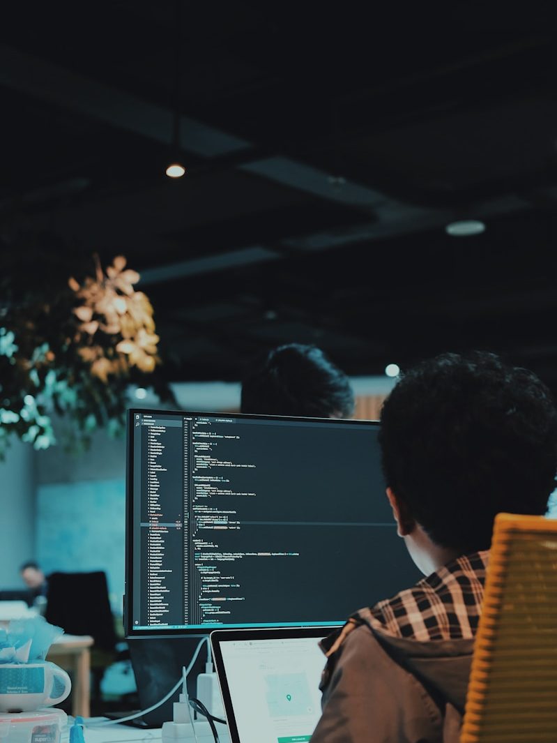boy in front of computer monitor